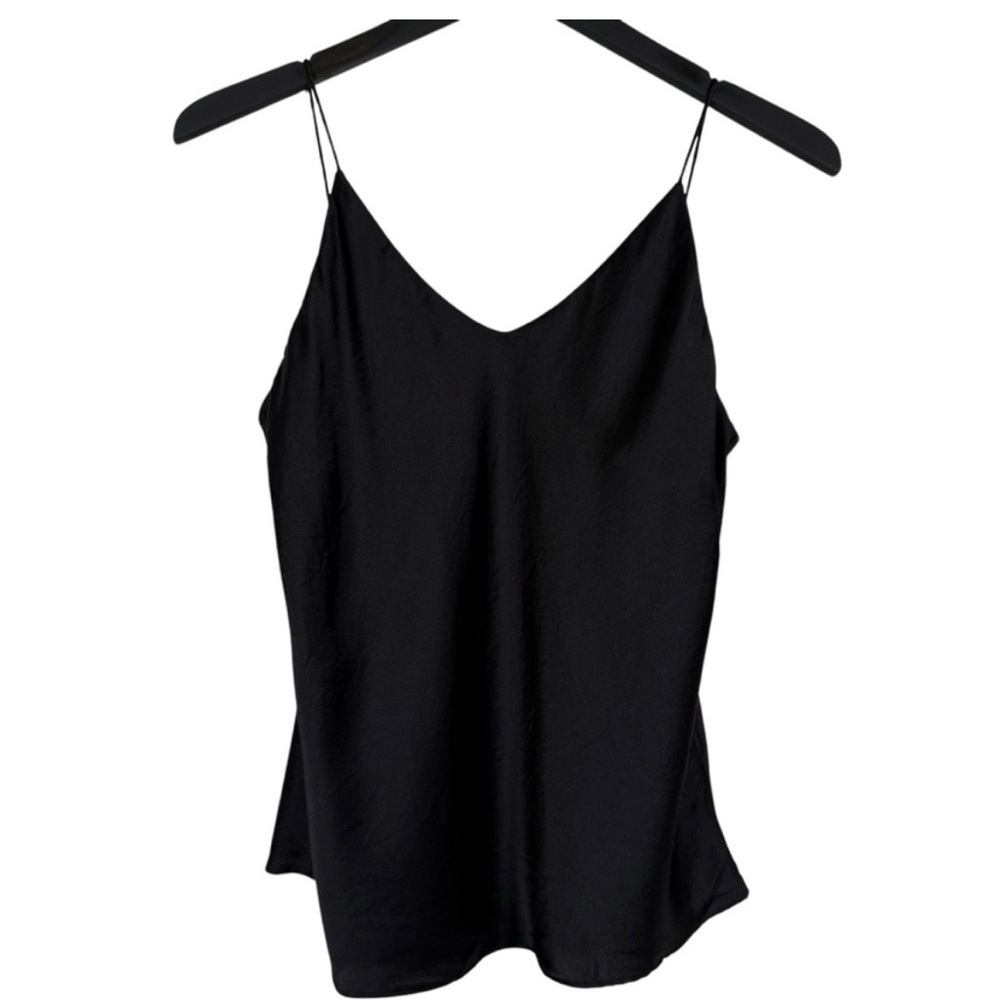 ElsuMea Size US 4-6 Black 100% Mulberry Silk Cami V-Neck Tank Top